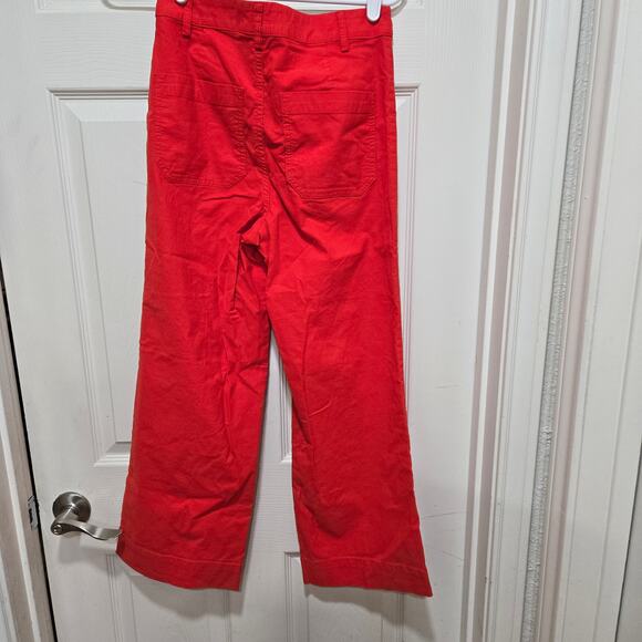 J.Crew Red Wide Leg Crop Pants Linen Blend High Rise 25 - Picture 3 of 11